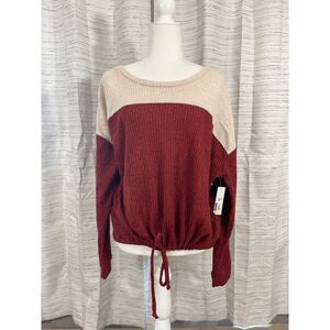 NWT No Boundaries Women's XXL Colorblock Pullover Cream and Rust Orange